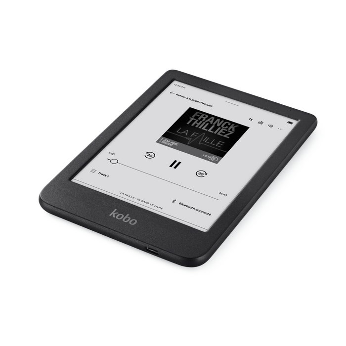 Kobo Clara BW noir couché.