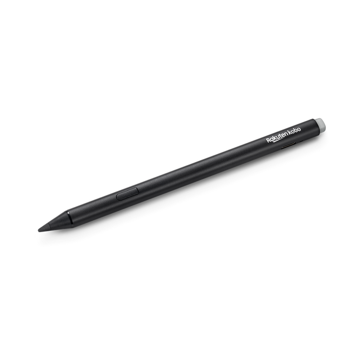 Vue de face inclinée du Kobo Stylus 2 noir.