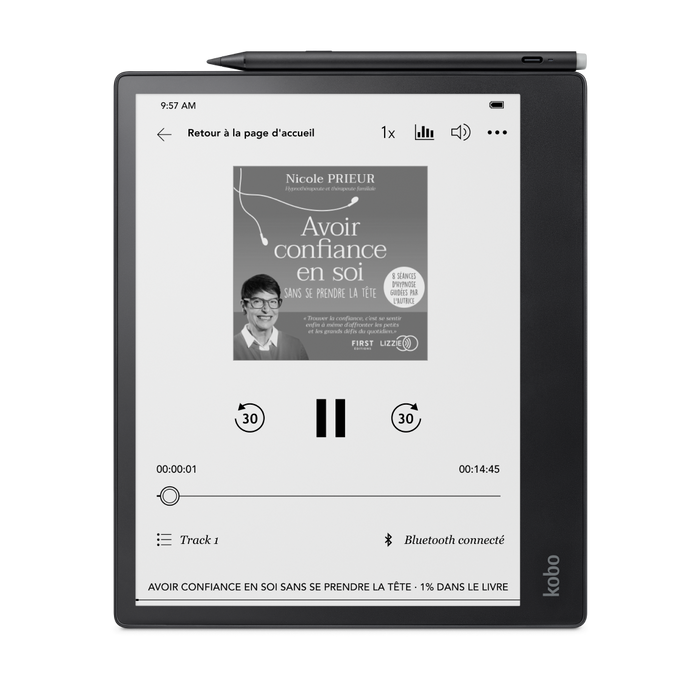 Kobo Elipsa 2E noir associé à un Kobo Stylus 2 noir.