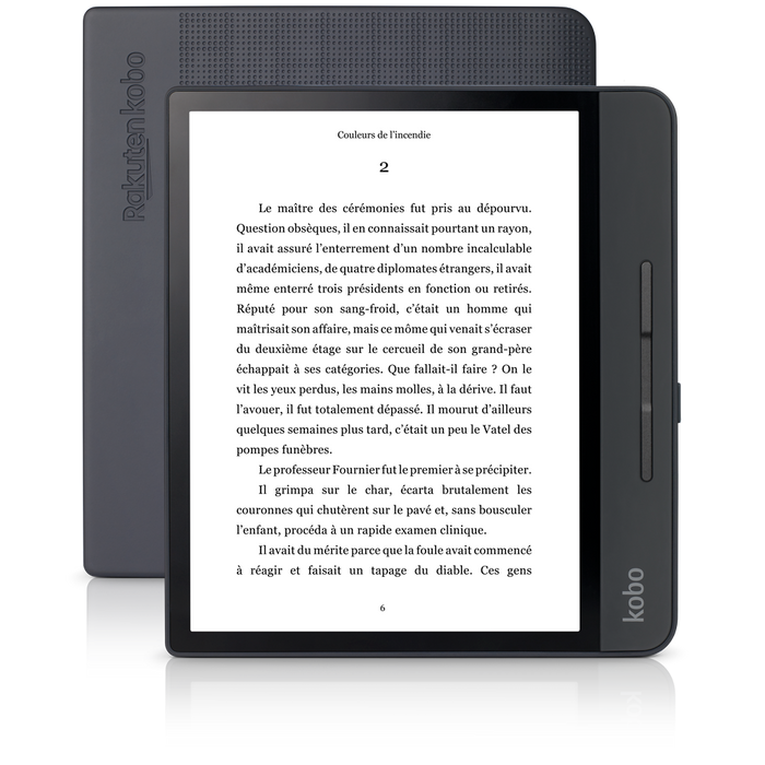 Vue de face et vue arrière du Kobo Forma.